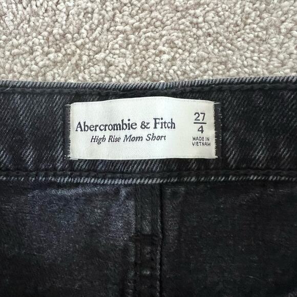 Abercrombie & Fitch High Rise Mom Short Black Distressed Hem Size‎ 27/4 - Picture 5 of 8